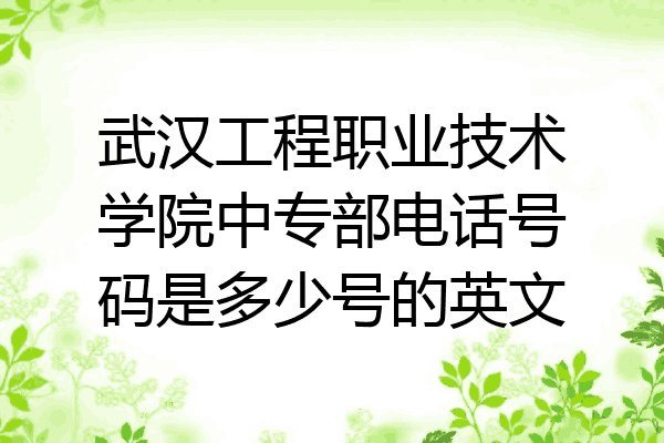 武汉工程职业技术学院中专部电话号码是多少号的英文