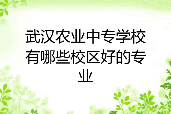 武汉农业中专学校有哪些校区好的专业