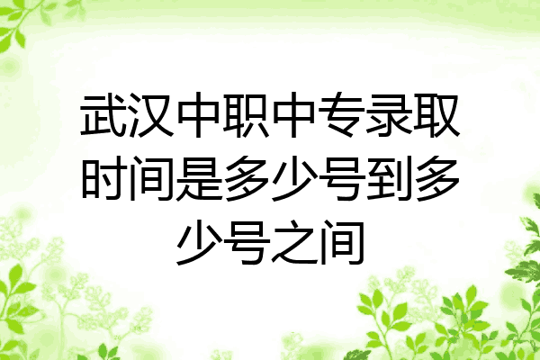 武汉中职中专录取时间是多少号到多少号之间