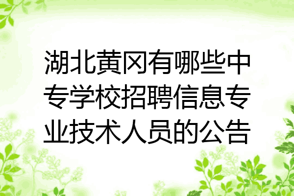 湖北黄冈有哪些中专学校招聘信息专业技术人员的公告