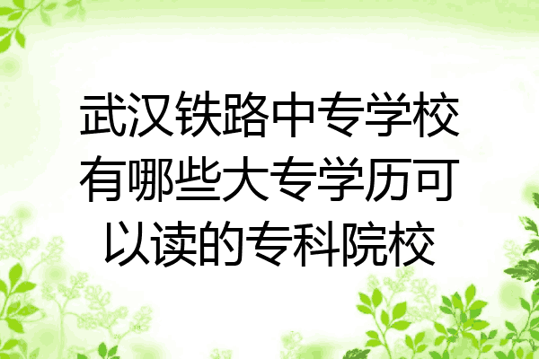 武汉铁路中专学校有哪些大专学历可以读的专科院校