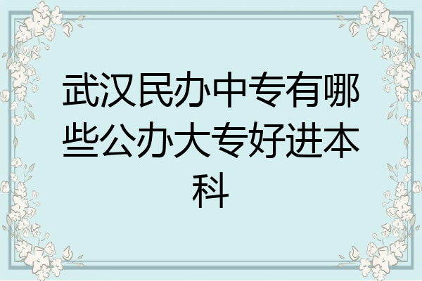 武汉民办中专有哪些公办大专好进本科