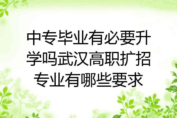 中专毕业有必要升学吗武汉高职扩招专业有哪些要求