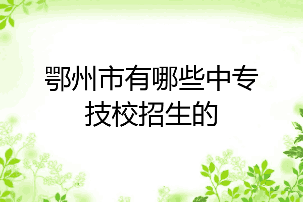 鄂州市有哪些中专技校招生的