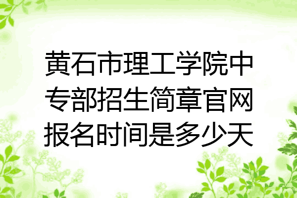 黄石市理工学院中专部招生简章官网报名时间是多少天