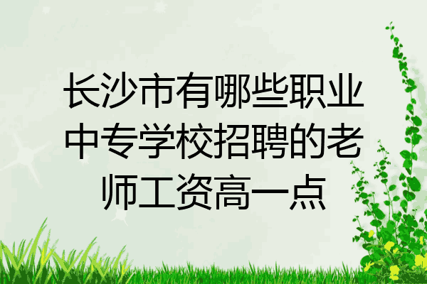 长沙市有哪些职业中专学校招聘的老师工资高一点