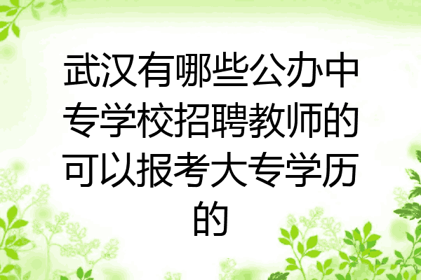 武汉有哪些公办中专学校招聘教师的可以报考大专学历的