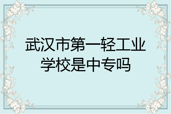 武汉市第一轻工业学校是中专吗