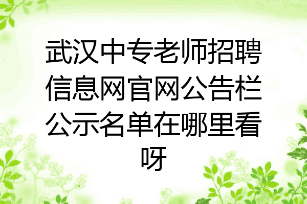 武汉中专老师招聘信息网官网公告栏公示名单在哪里看呀