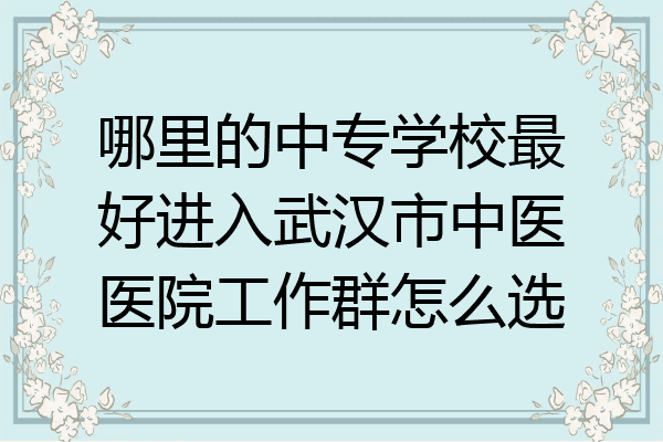 哪里的中专学校最好进入武汉市中医医院工作群怎么选