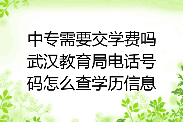 中专需要交学费吗武汉教育局电话号码怎么查学历信息