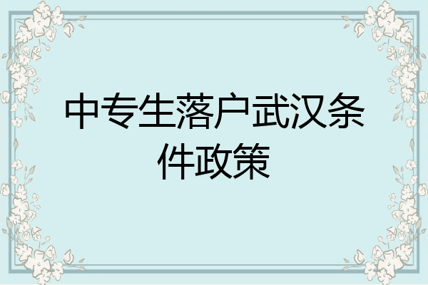中专生落户武汉条件政策