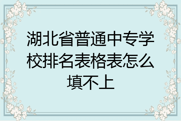 湖北省普通中专学校排名表格表怎么填不上