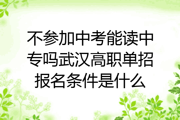 不参加中考能读中专吗武汉高职单招报名条件是什么