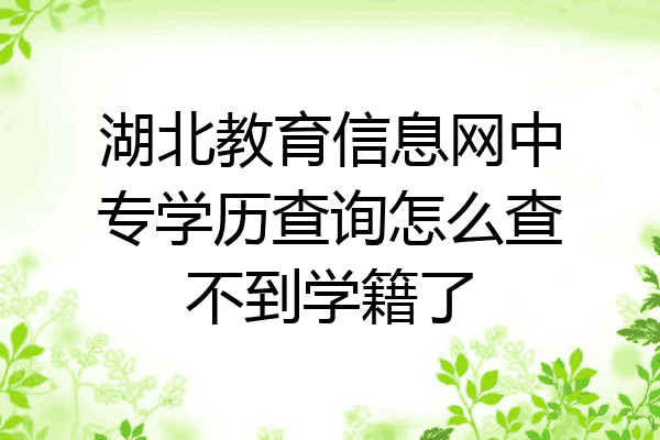湖北教育信息网中专学历查询怎么查不到学籍了