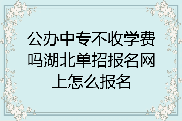 公办中专不收学费吗湖北单招报名网上怎么报名