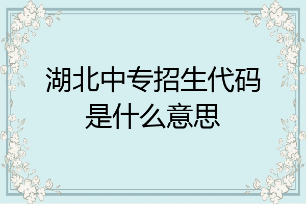 湖北中专招生代码是什么意思