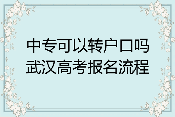 中专可以转户口吗武汉高考报名流程