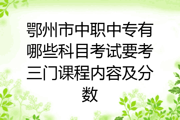 鄂州市中职中专有哪些科目考试要考三门课程内容及分数