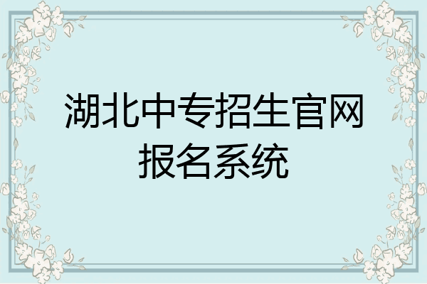 湖北中专招生官网报名系统