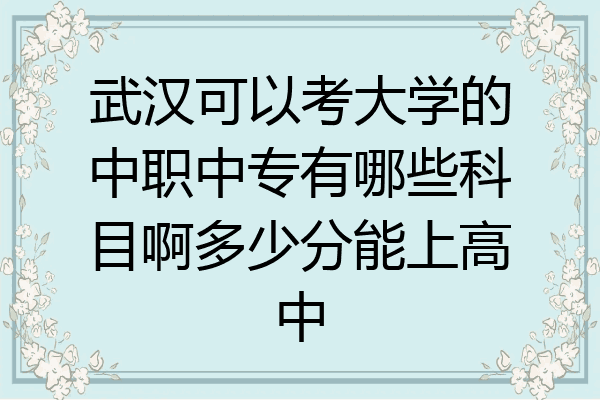武汉可以考大学的中职中专有哪些科目啊多少分能上高中