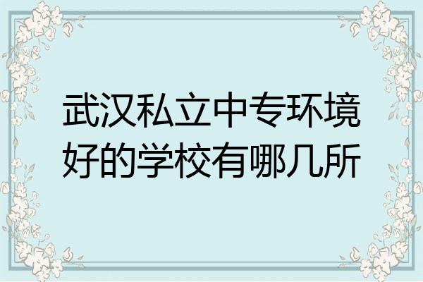 武汉私立中专环境好的学校有哪几所