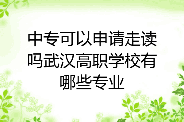 中专可以申请走读吗武汉高职学校有哪些专业