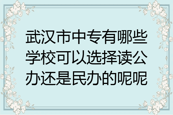 武汉市中专有哪些学校可以选择读公办还是民办的呢呢