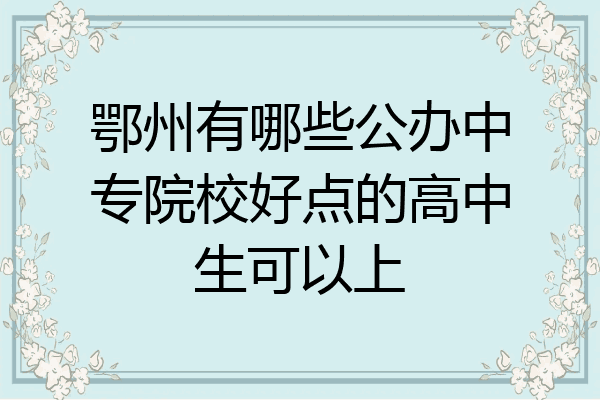 鄂州有哪些公办中专院校好点的高中生可以上