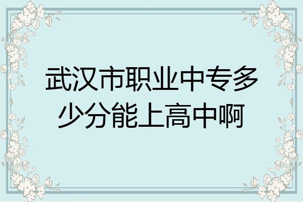 武汉市职业中专多少分能上高中啊