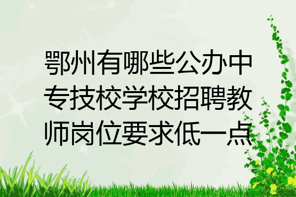鄂州有哪些公办中专技校学校招聘教师岗位要求低一点