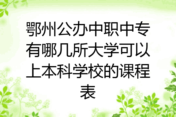 鄂州公办中职中专有哪几所大学可以上本科学校的课程表