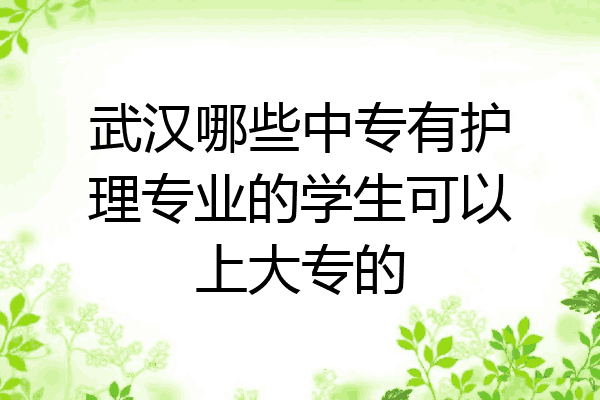 武汉哪些中专有护理专业的学生可以上大专的