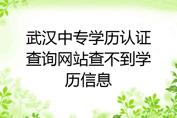武汉中专学历认证查询网站查不到学历信息