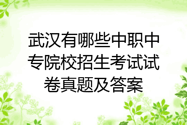 武汉有哪些中职中专院校招生考试试卷真题及答案