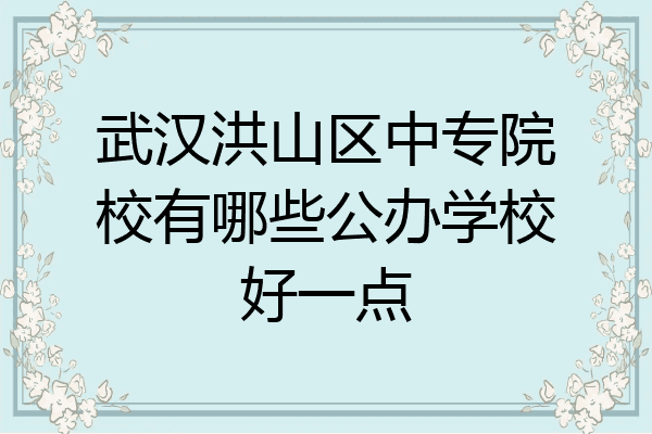 武汉洪山区中专院校有哪些公办学校好一点