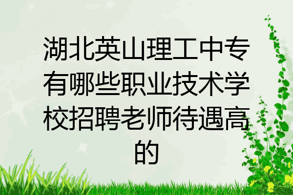 湖北英山理工中专有哪些职业技术学校招聘老师待遇高的