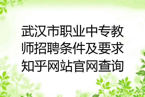 武汉市职业中专教师招聘条件及要求知乎网站官网查询