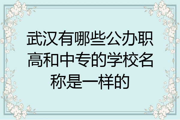 武汉有哪些公办职高和中专的学校名称是一样的
