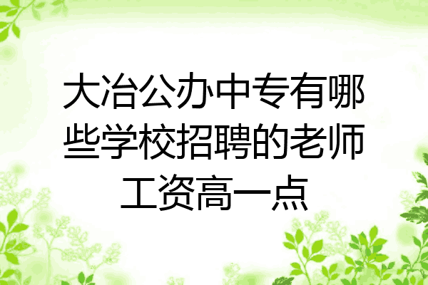 大冶公办中专有哪些学校招聘的老师工资高一点