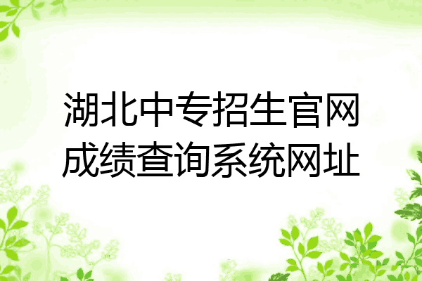 湖北中专招生官网成绩查询系统网址