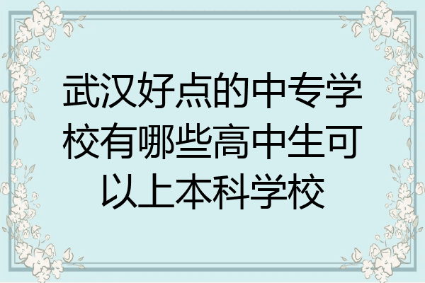 武汉好点的中专学校有哪些高中生可以上本科学校