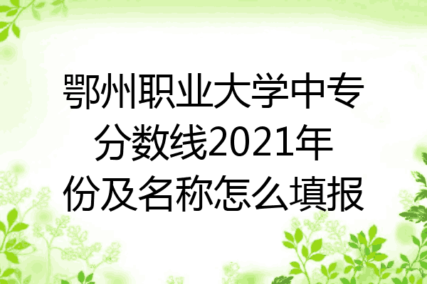 鄂州职业大学中专分数线2021年份及名称怎么填报