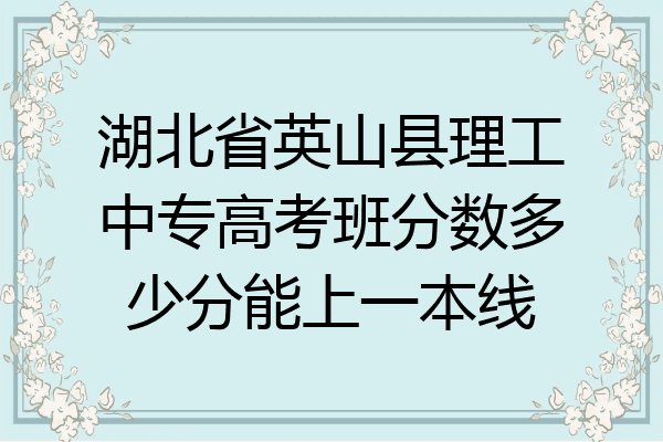 湖北省英山县理工中专高考班分数多少分能上一本线