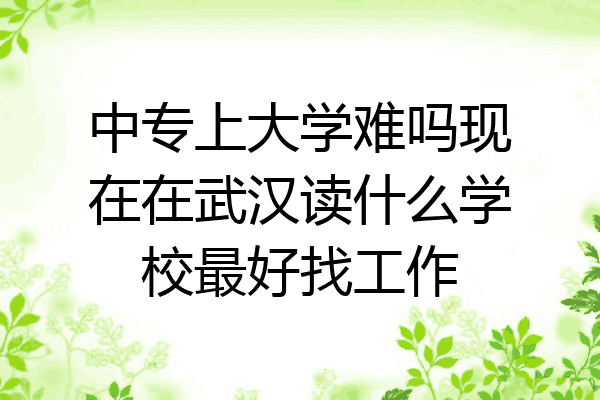 中专上大学难吗现在在武汉读什么学校最好找工作
