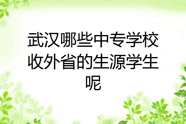 武汉哪些中专学校收外省的生源学生呢