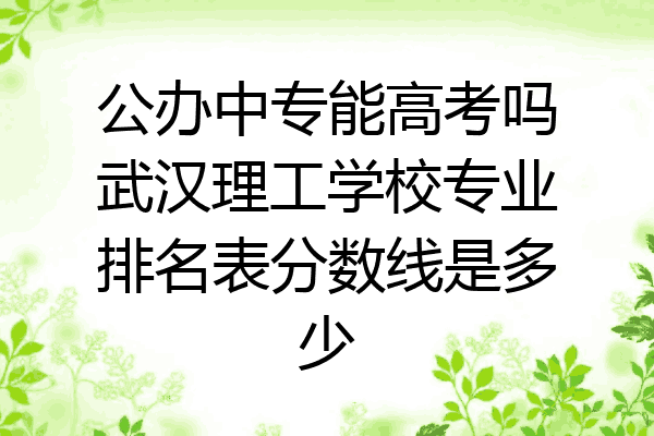 公办中专能高考吗武汉理工学校专业排名表分数线是多少