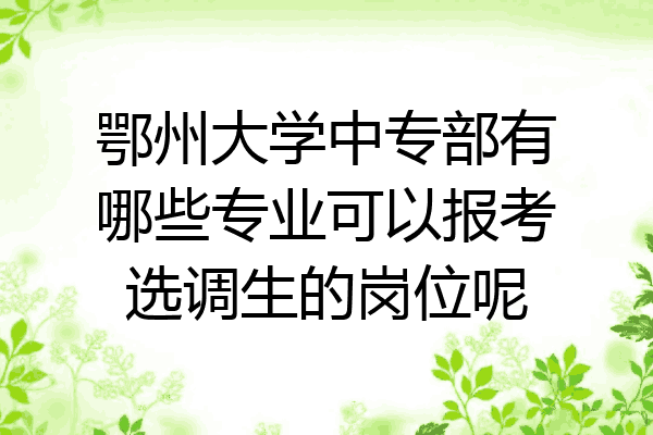 鄂州大学中专部有哪些专业可以报考选调生的岗位呢