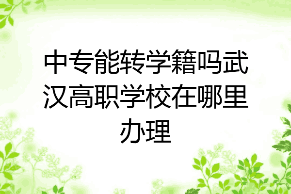中专能转学籍吗武汉高职学校在哪里办理