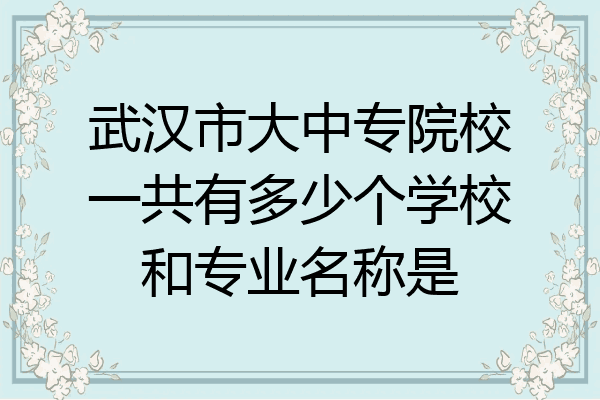 武汉市大中专院校一共有多少个学校和专业名称是